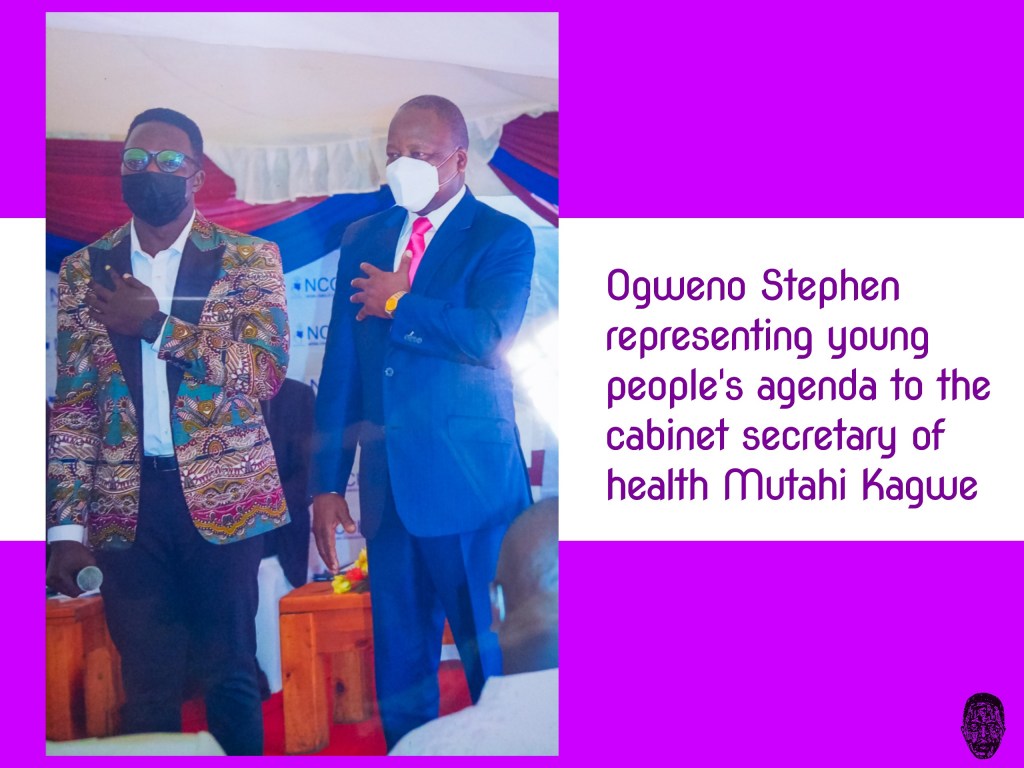OGWENO STEPHEN REPRESENTING YOUNG PEOPLE’S NCDS AGENDA TO THE MINISTER OF HEALTH MUTAHI&nbsp;KAGWE